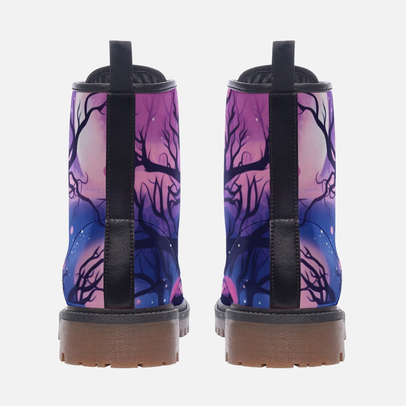 Hippie Art Zone - Haunted House Casual Leather Lightweight Boots | Combat Boots For Hippies