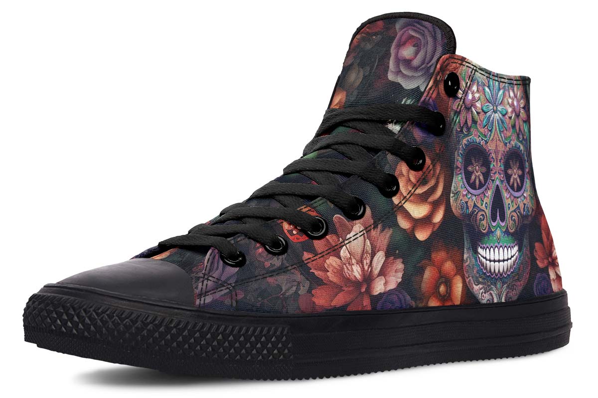 hippieartzone Shoes - FLOWERY SKULL