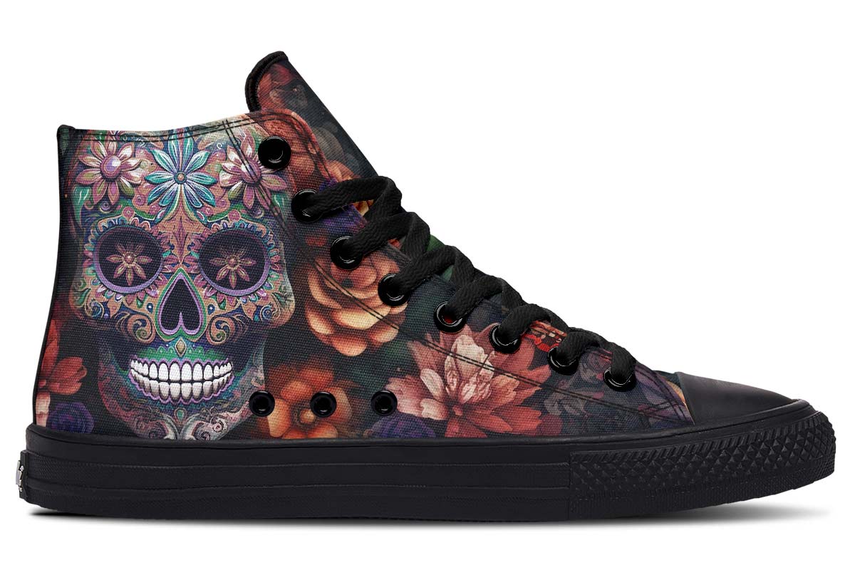 hippieartzone Shoes - FLOWERY SKULL