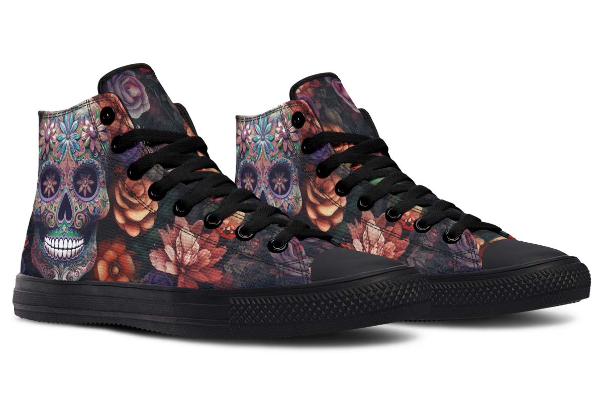 hippieartzone Shoes - FLOWERY SKULL