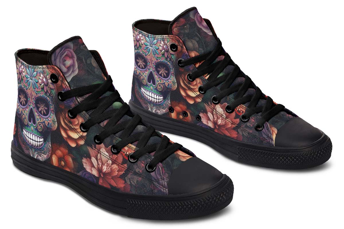 hippieartzone Shoes - FLOWERY SKULL