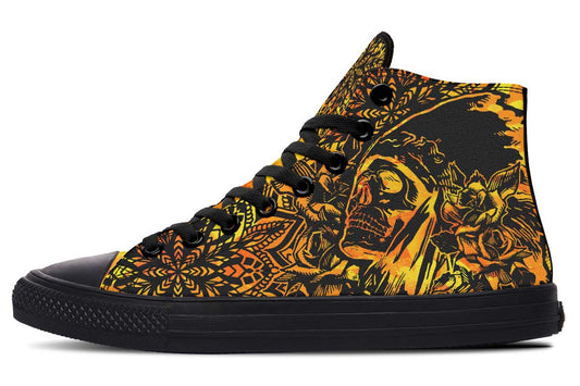 hippieartzone Shoes - ORANGE NATIVE AMERICAN SKULL