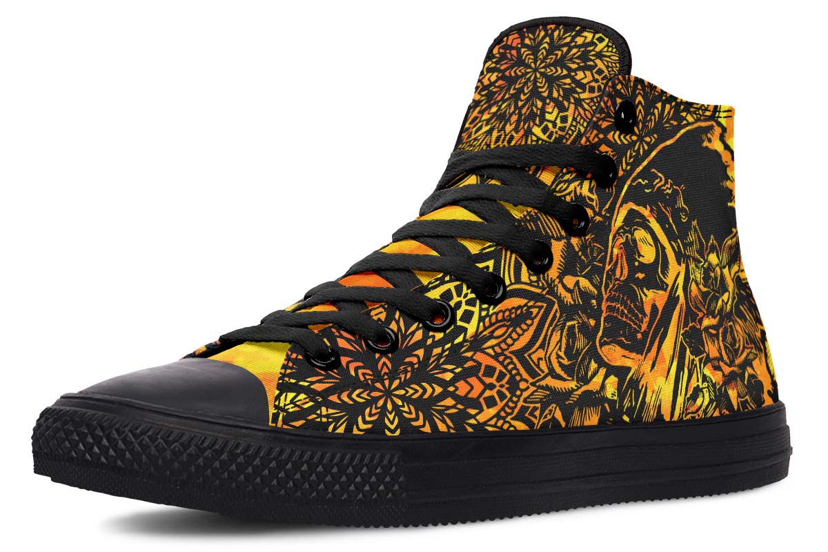 hippieartzone Shoes - ORANGE NATIVE AMERICAN SKULL