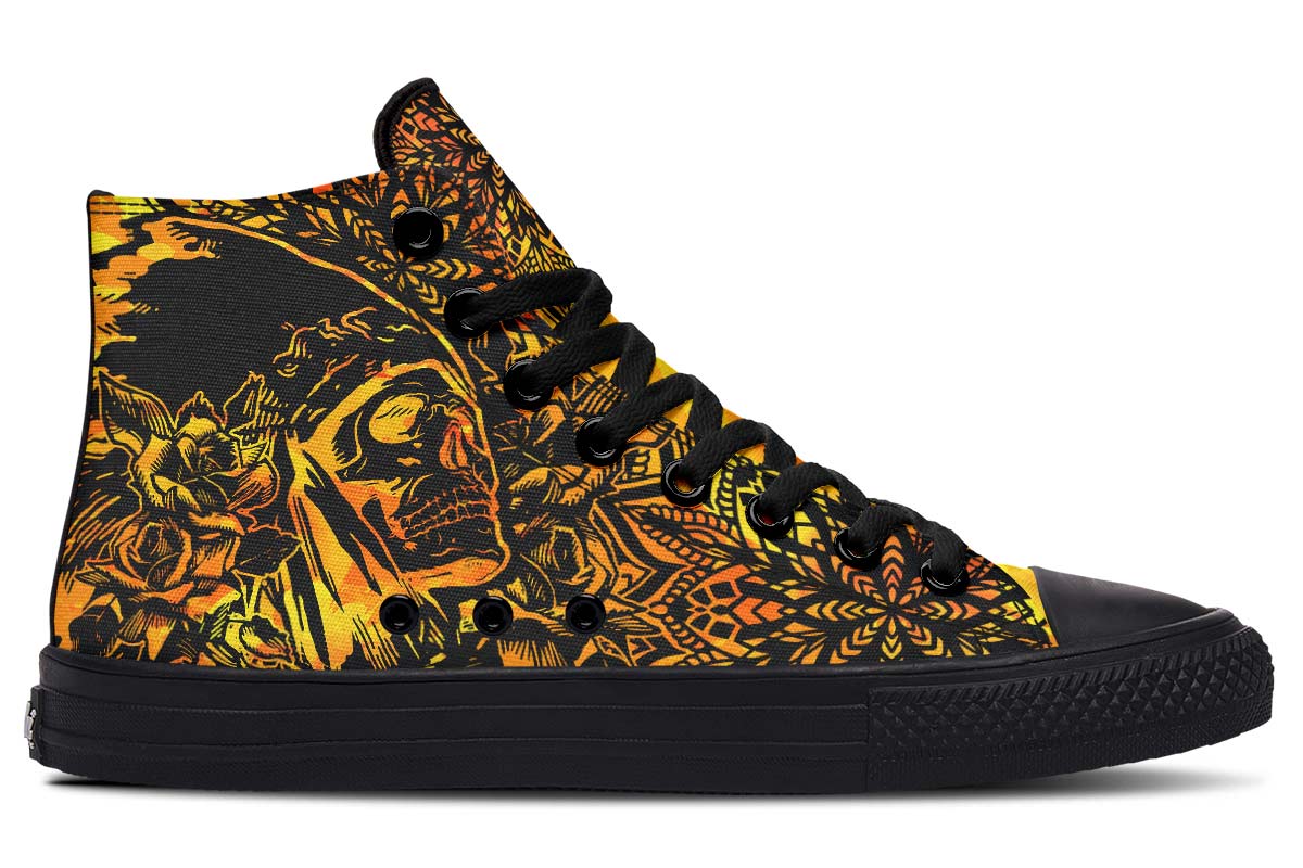 hippieartzone Shoes - ORANGE NATIVE AMERICAN SKULL