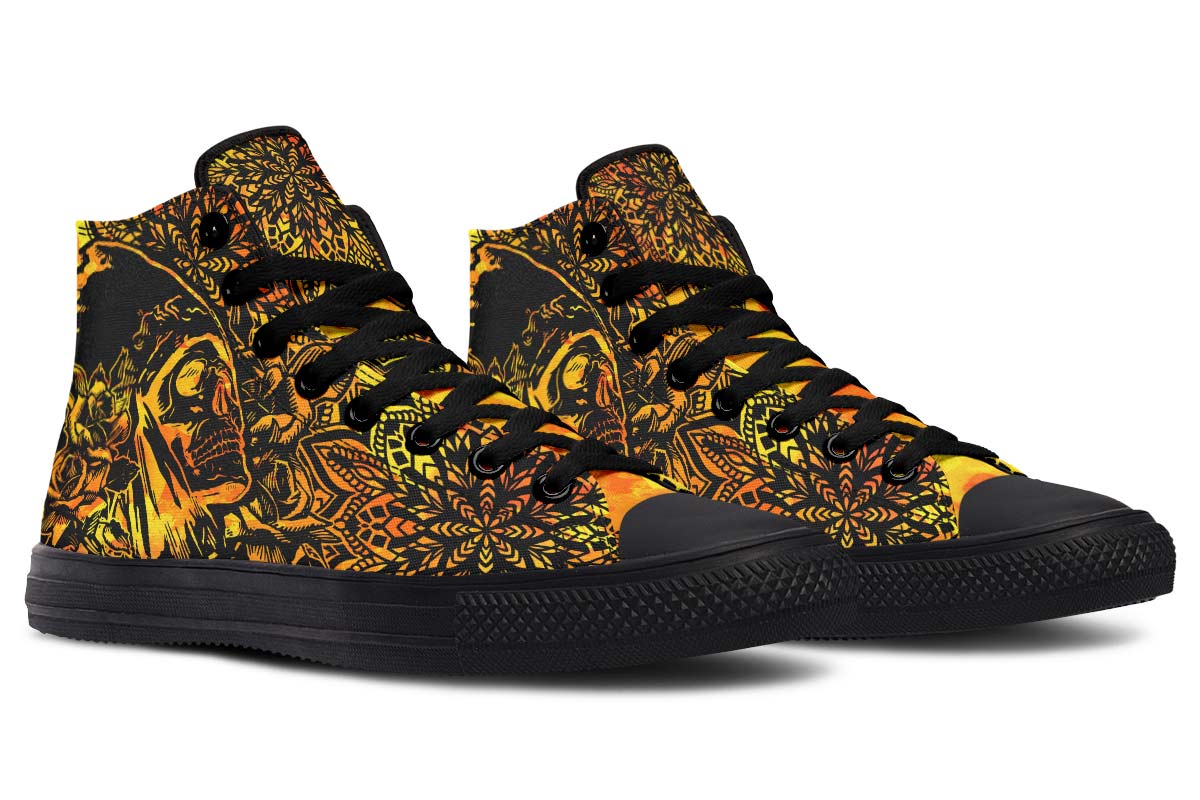 hippieartzone Shoes - ORANGE NATIVE AMERICAN SKULL