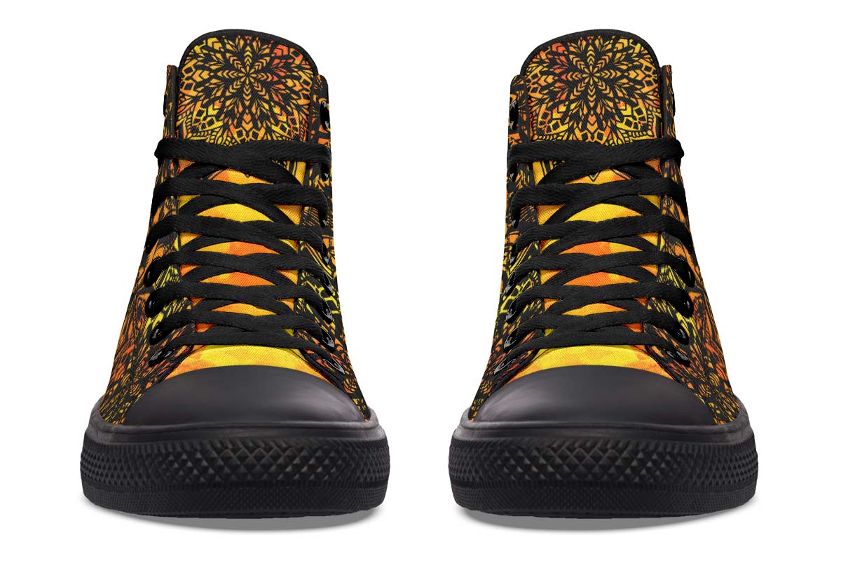 hippieartzone Shoes - ORANGE NATIVE AMERICAN SKULL