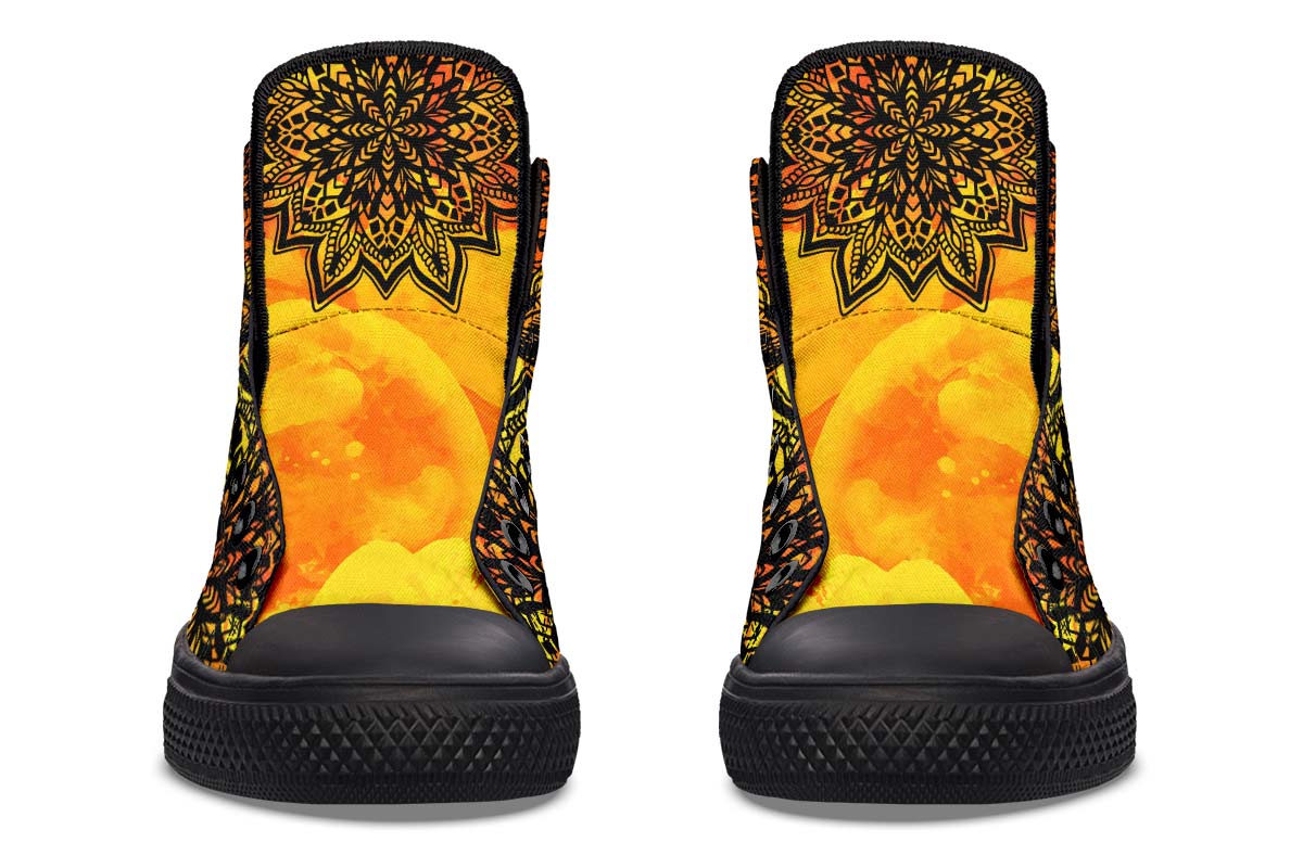 hippieartzone Shoes - ORANGE NATIVE AMERICAN SKULL