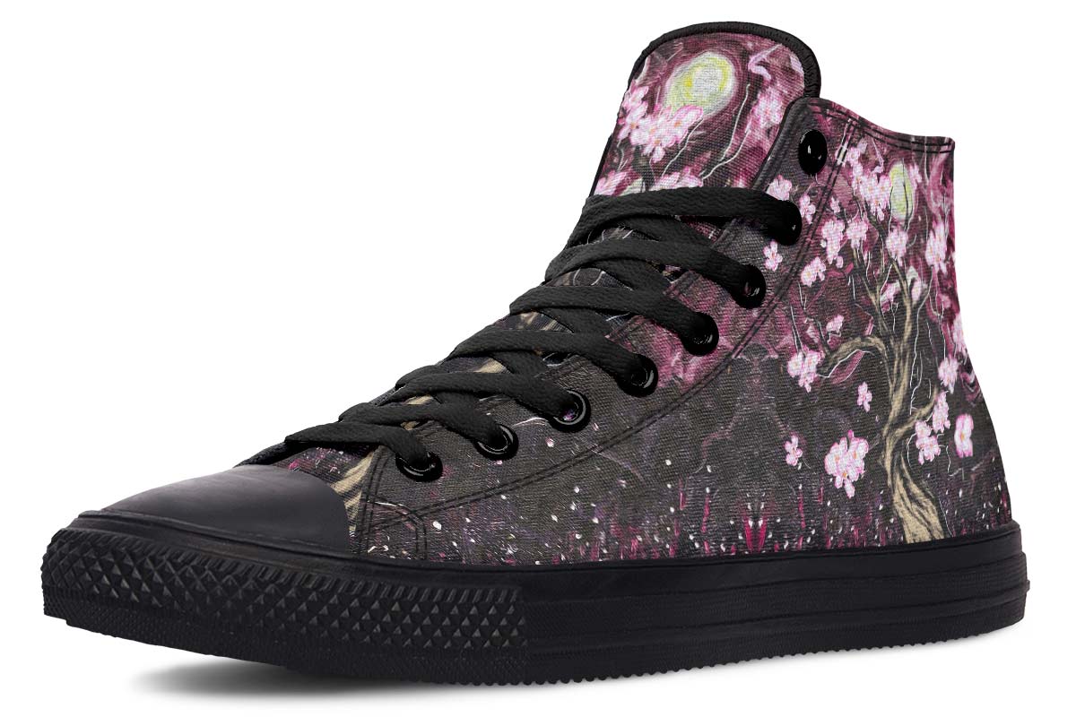 hippieartzone Shoes - PINK FLOWERS TREE AT NIGHT
