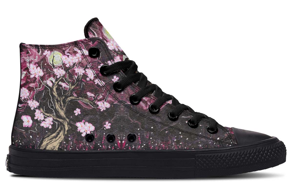 hippieartzone Shoes - PINK FLOWERS TREE AT NIGHT