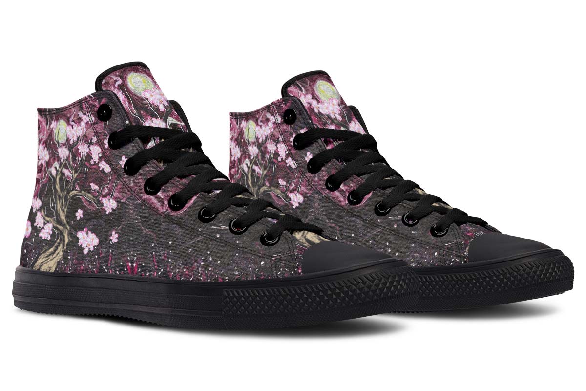 hippieartzone Shoes - PINK FLOWERS TREE AT NIGHT