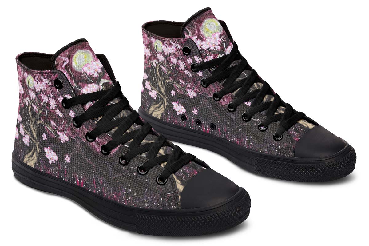 hippieartzone Shoes - PINK FLOWERS TREE AT NIGHT