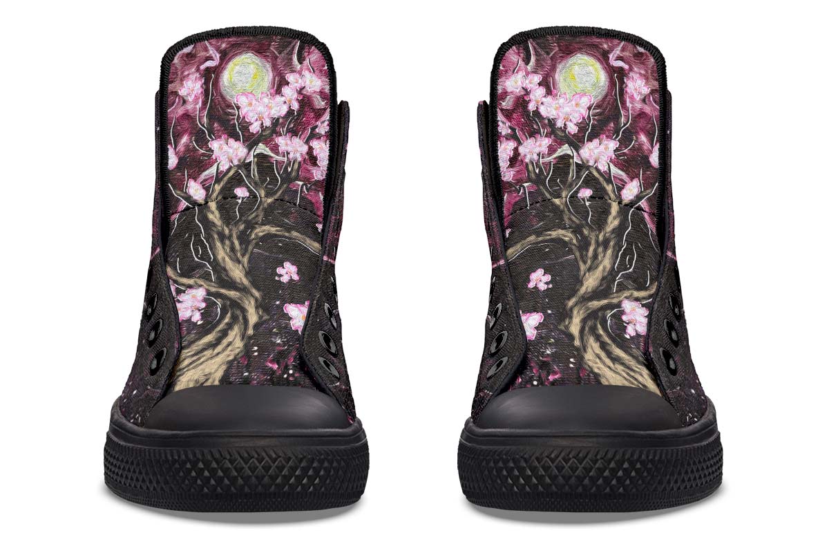 hippieartzone Shoes - PINK FLOWERS TREE AT NIGHT