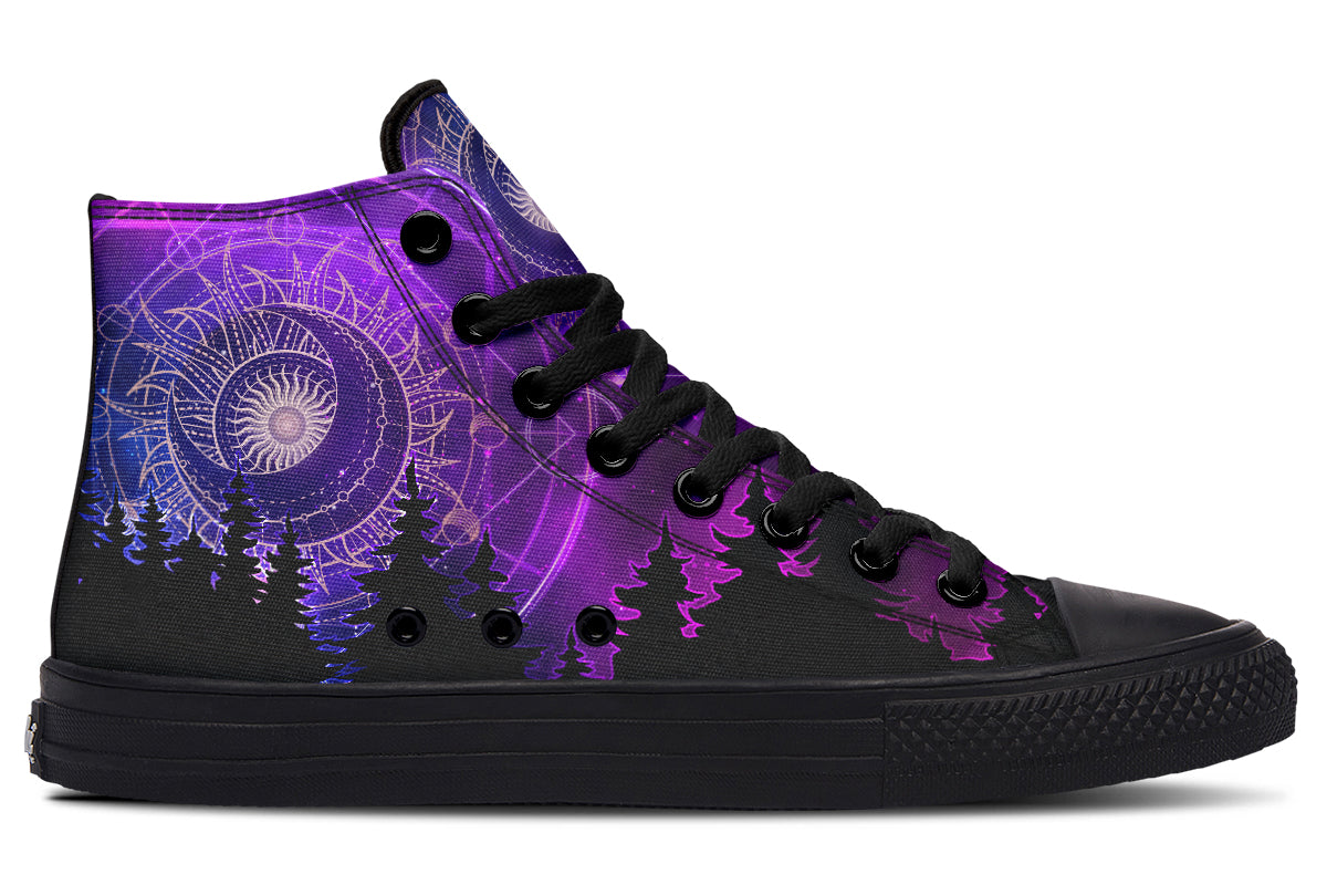 hippieartzone Shoes - PURPLE SUN MOON AND FIR
