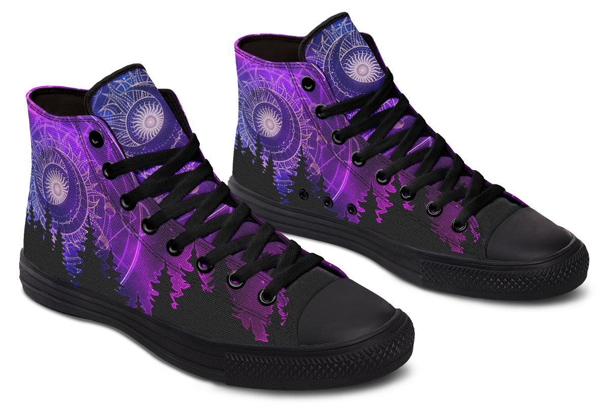 hippieartzone Shoes - PURPLE SUN MOON AND FIR