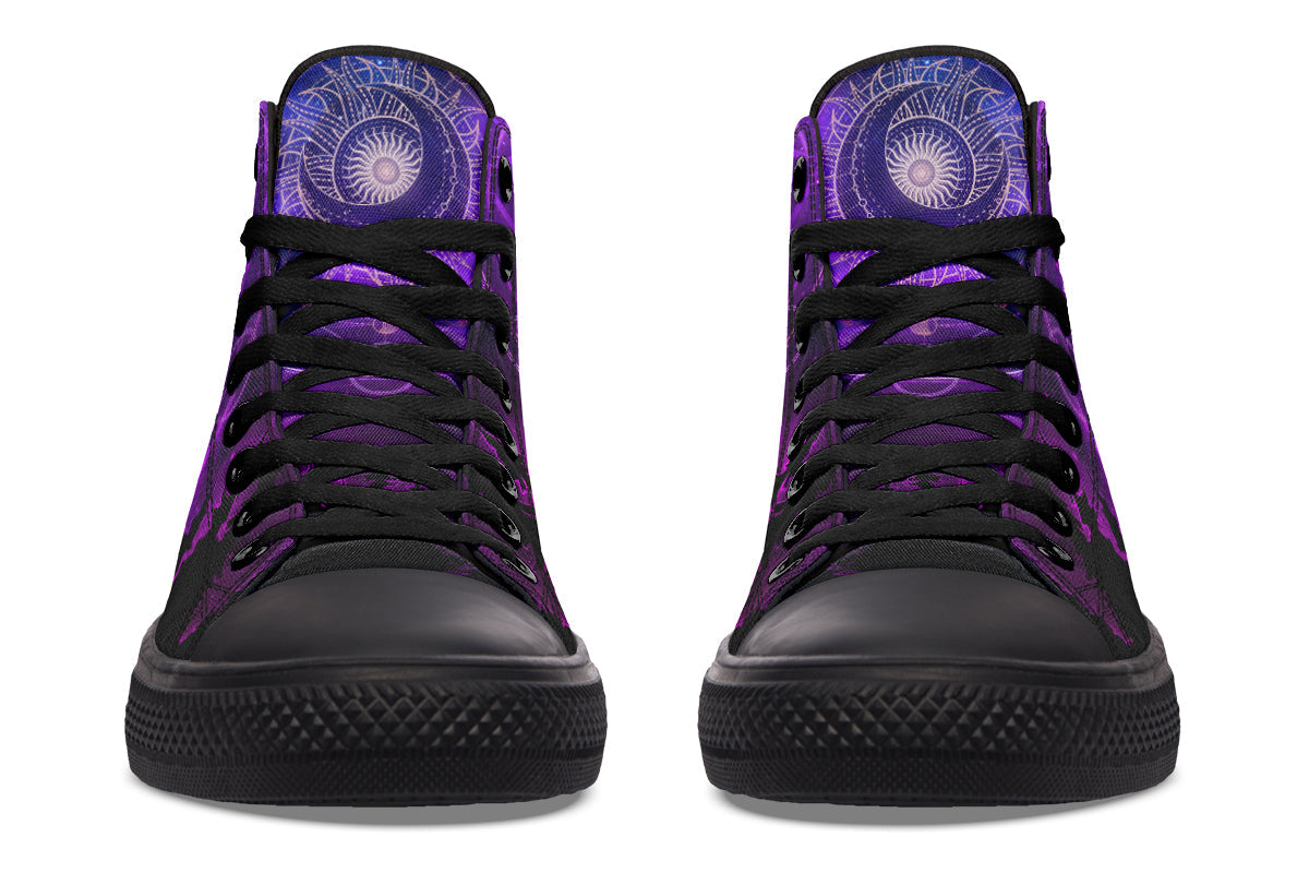 hippieartzone Shoes - PURPLE SUN MOON AND FIR