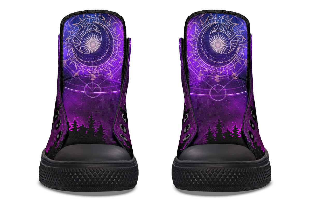 hippieartzone Shoes - PURPLE SUN MOON AND FIR