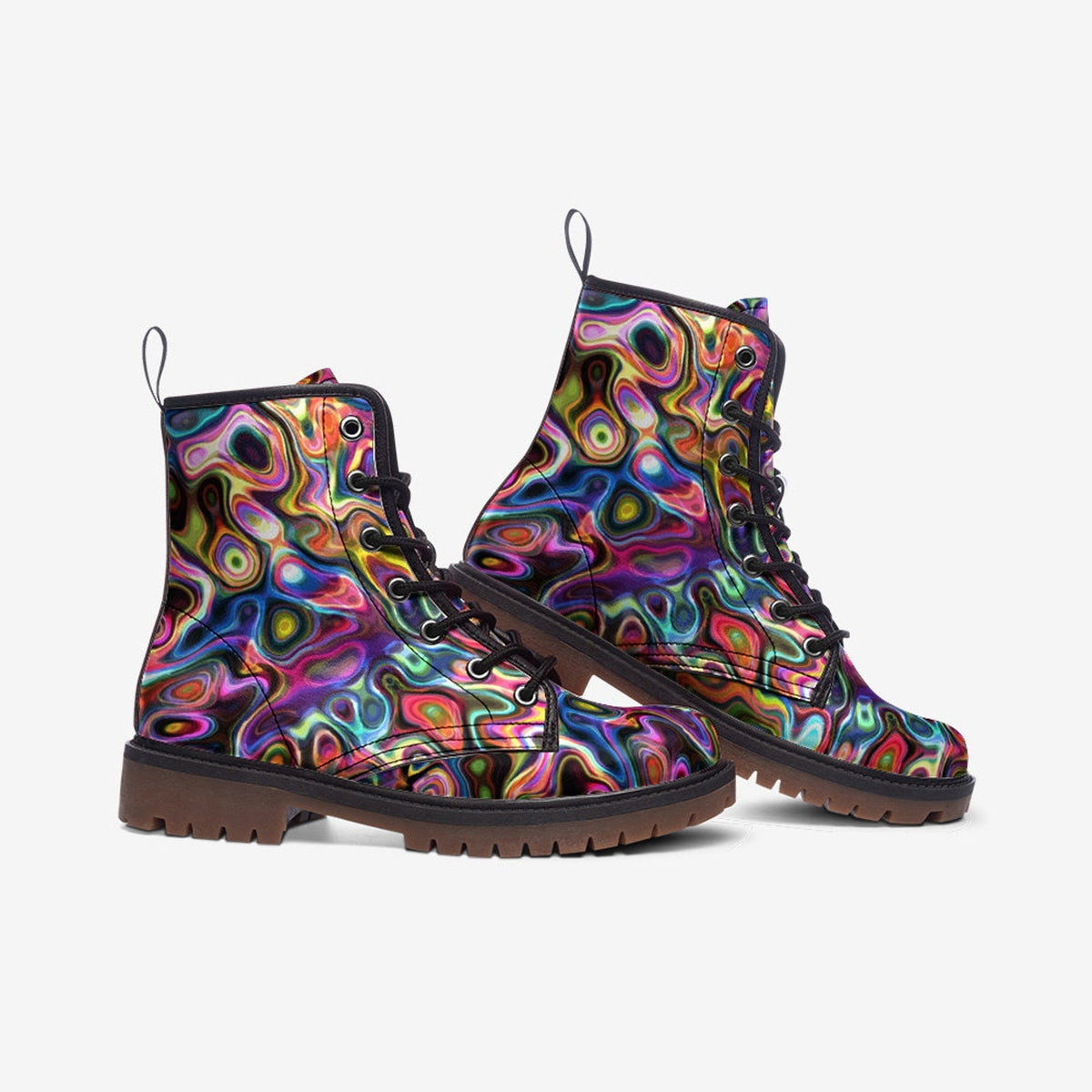 Hippie Art Zone - Hollywood Nights Vegan Leather Combat Boots For Hippies