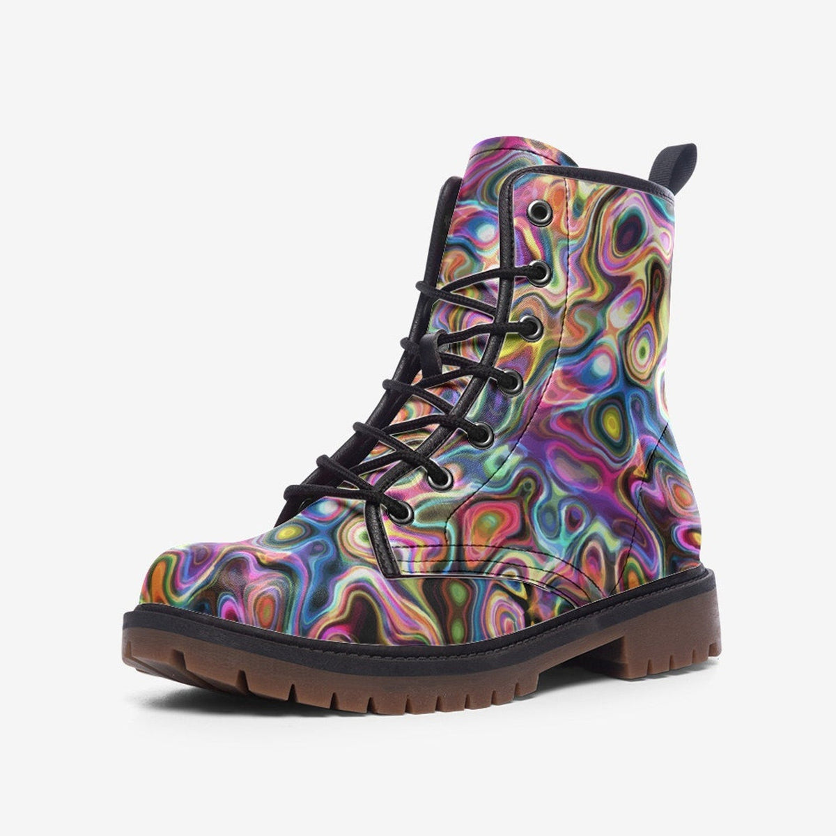 Hippie Art Zone - Hollywood Nights Vegan Leather Combat Boots For Hippies