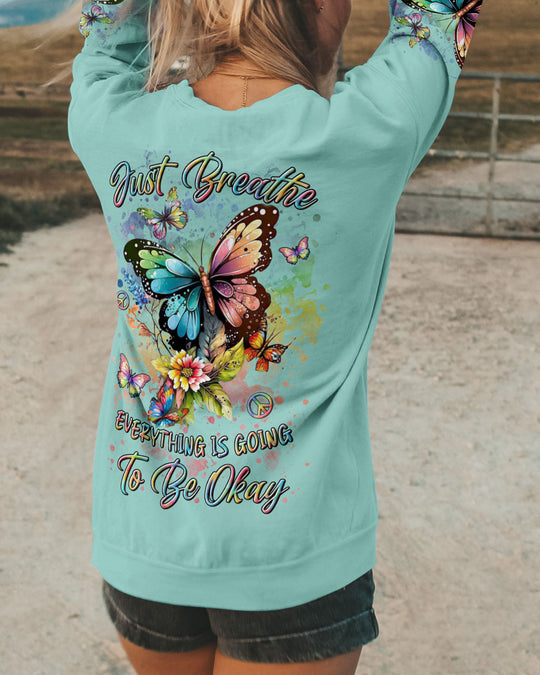 Just Breathe Butterfly Hoodie Sweatshirt For Boho Hippie