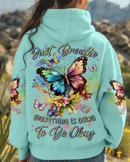 Just Breathe Butterfly Hoodie Sweatshirt For Boho Hippie