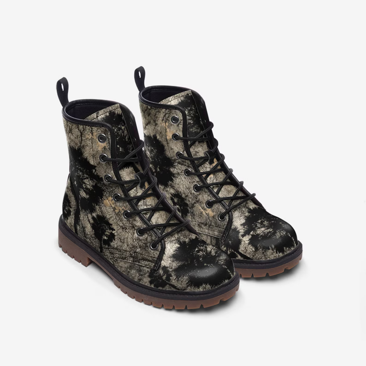 Hippie Art Zone - Just Weird Enough Faux Leather Vegan Combat Boots For Hippies