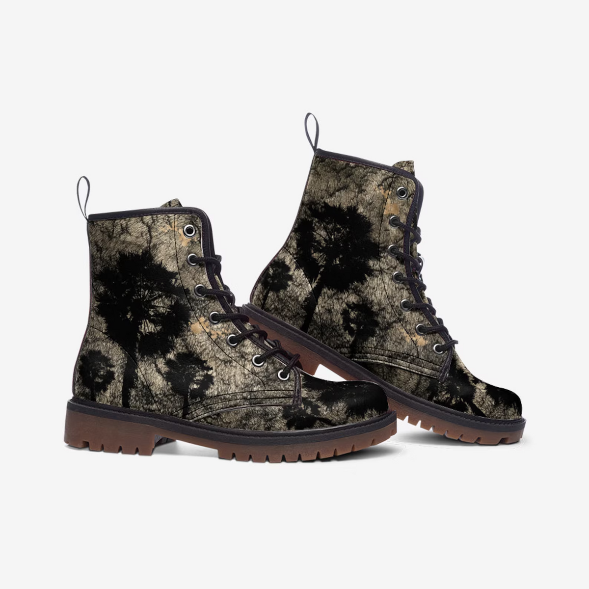 Hippie Art Zone - Just Weird Enough Faux Leather Vegan Combat Boots For Hippies