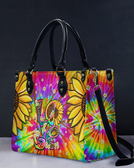 hippieartzone Bag - HIPPIE LOVE TIE DYE LEATHER HANDBAG