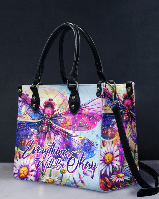 hippieartzone Bag - EVERYTHING WILL BE OKAY DRAGONFLY LEATHER HANDBAG