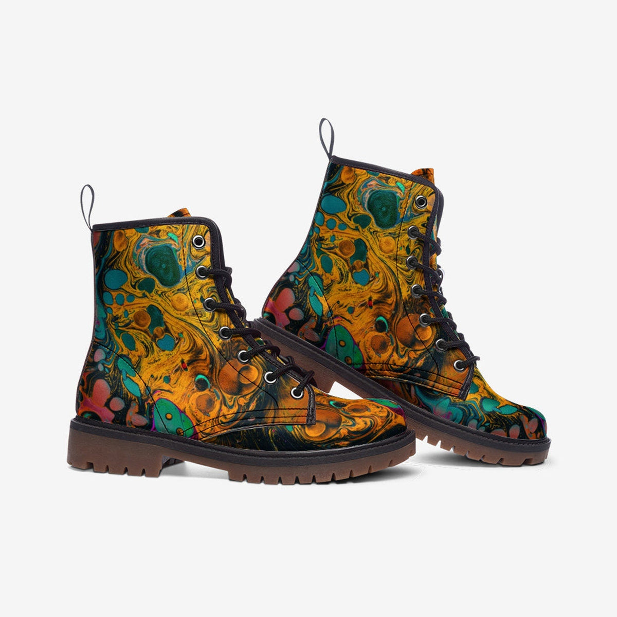 Hippie Art Zone - Larsa Vegan Leather Combat Boots For Hippies