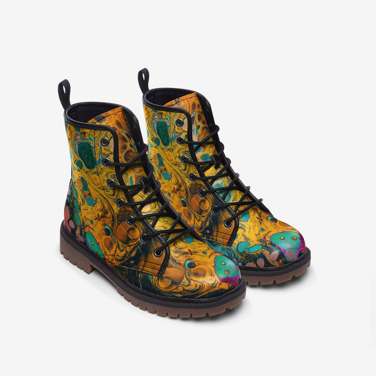 Hippie Art Zone - Larsa Vegan Leather Combat Boots For Hippies