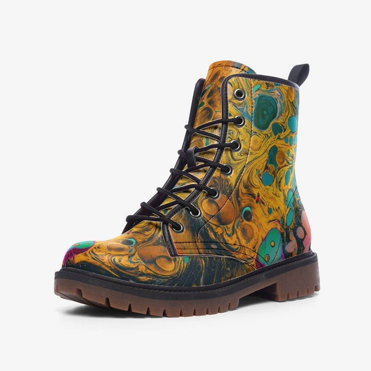 Hippie Art Zone - Larsa Vegan Leather Combat Boots For Hippies