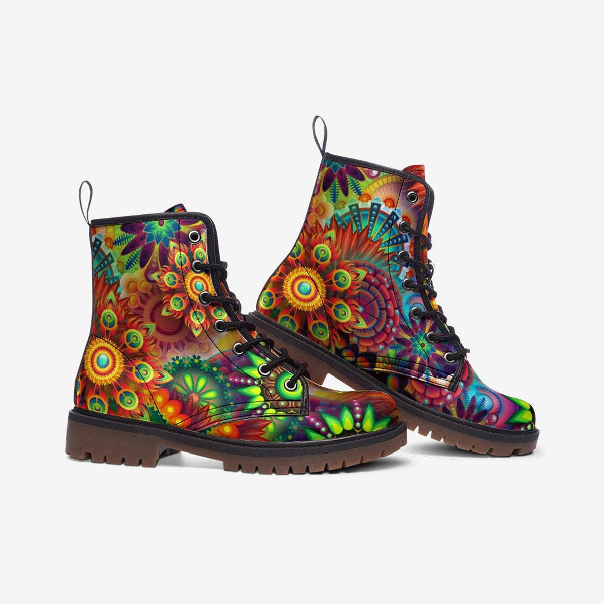 Hippie Art Zone - Lena Faux Leather Vegan Combat Boots For Hippies