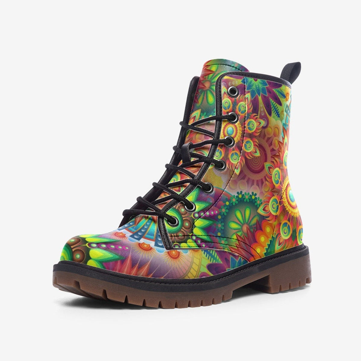 Hippie Art Zone - Lena Faux Leather Vegan Combat Boots For Hippies