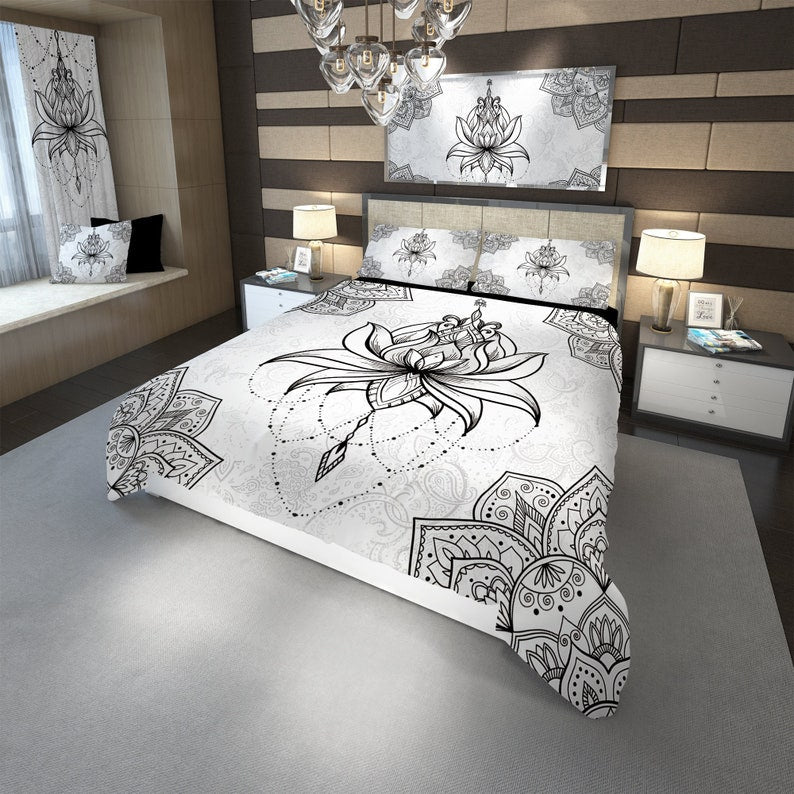 Hippie Art Zone - Lotus Boho Bedding Set For Hippies