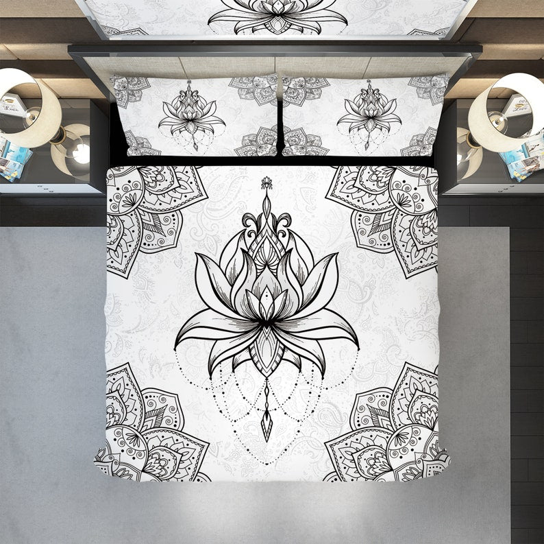 Hippie Art Zone - Lotus Boho Bedding Set For Hippies
