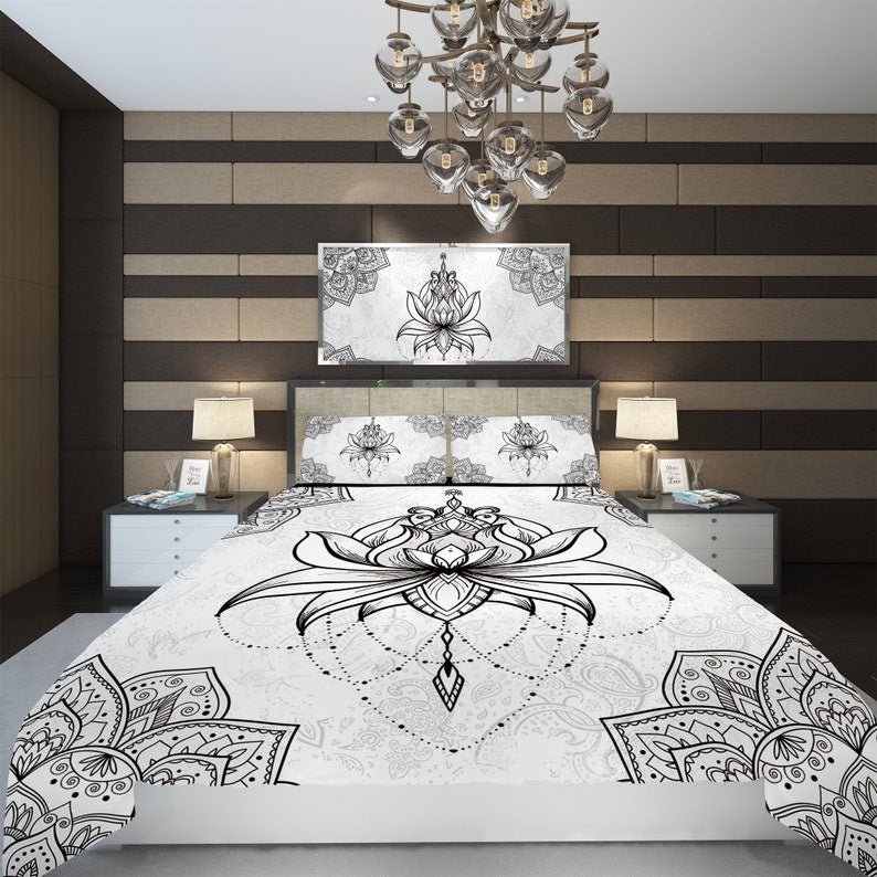 Hippie Art Zone - Lotus Boho Bedding Set For Hippies