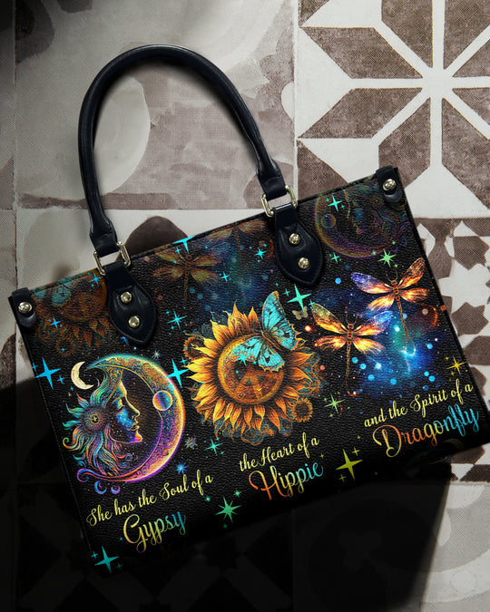 hippieartzone Bag - SPIRIT OF A DRAGONFLY LEATHER HANDBAG