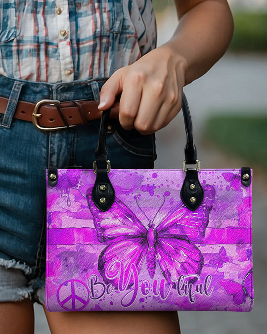 hippieartzone Bag - BE YOUTIFUL BUTTERFLY LEATHER HANDBAG