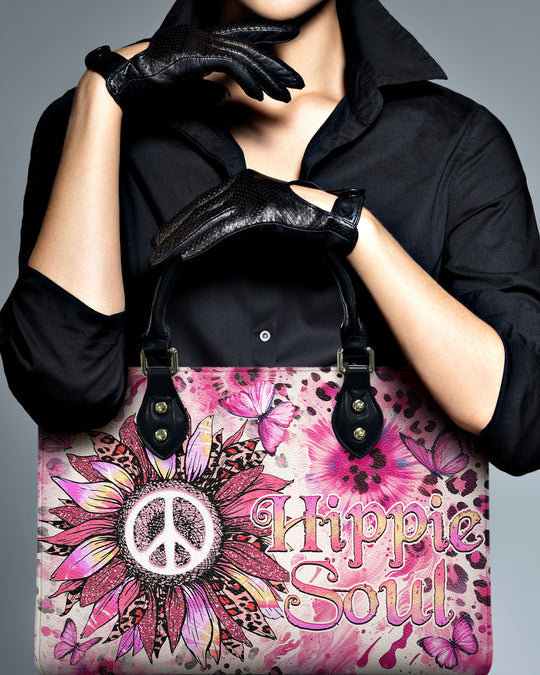 hippieartzone Bag - HIPPIE SOUL SUNFLOWER LEOPARD LEATHER HANDBAG