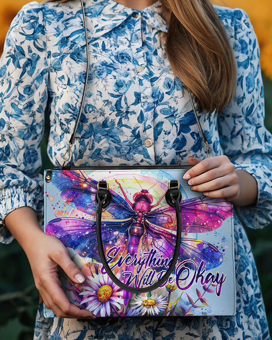 hippieartzone Bag - EVERYTHING WILL BE OKAY DRAGONFLY LEATHER HANDBAG