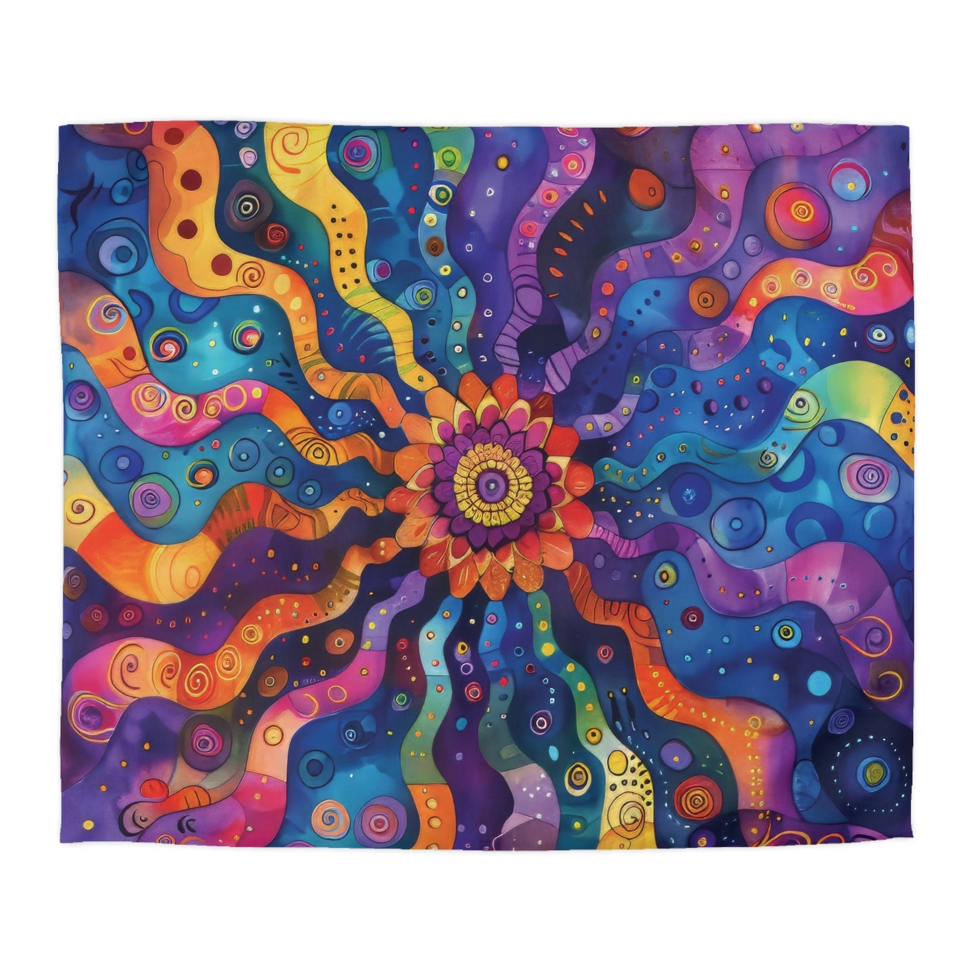Psychedelic Sunflower, Multicolor Sunflower Bedding Set For Hippies