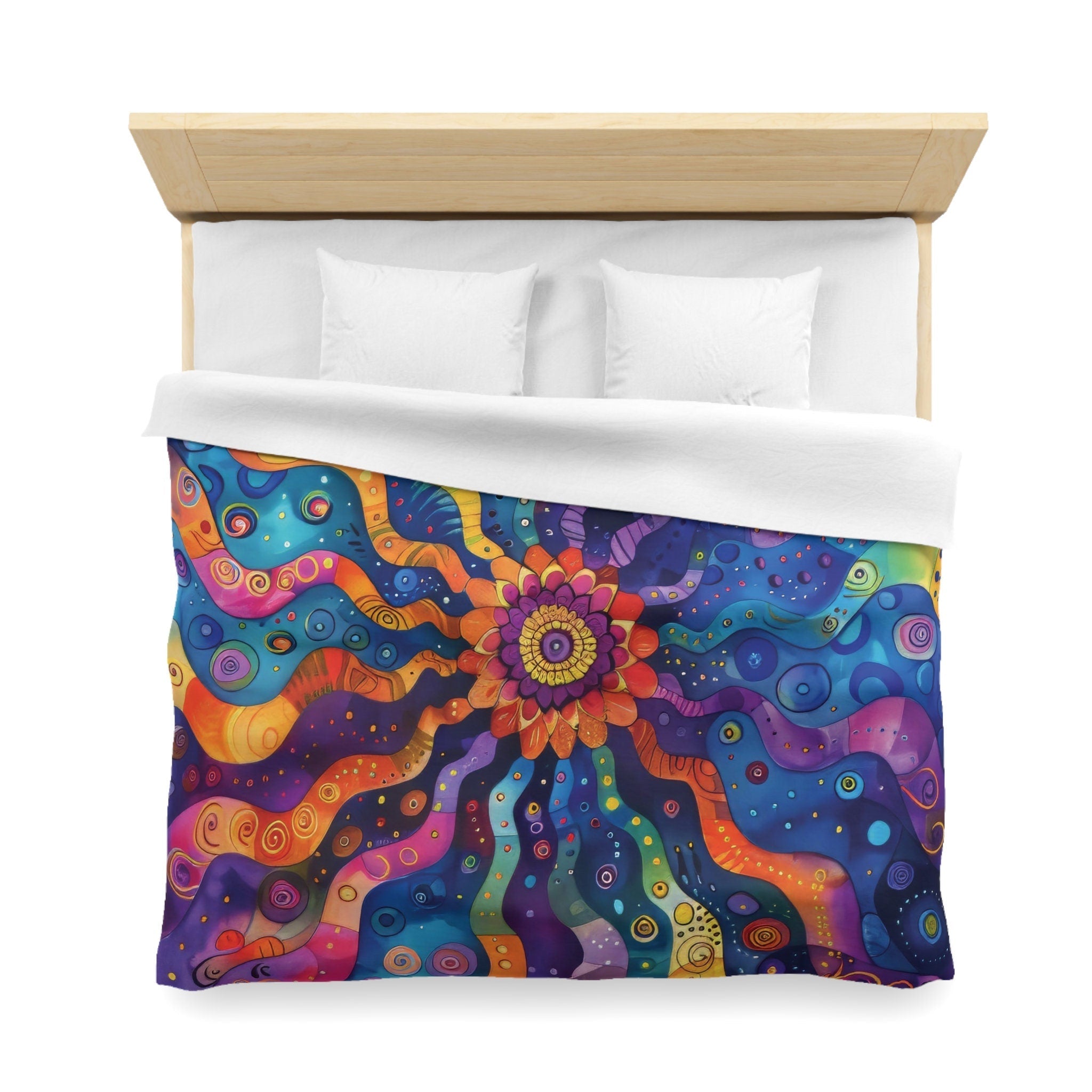 Psychedelic Sunflower, Multicolor Sunflower Bedding Set For Hippies