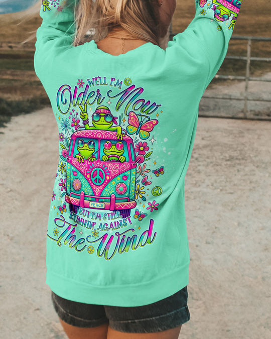 Running Against The Wind Bus Frog Hoodie Sweatshirt For Boho Hippie