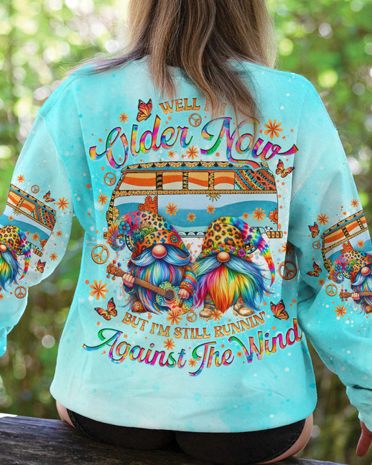 Running Against The Wind Gnome Hoodie Sweatshirt For Boho Hippie