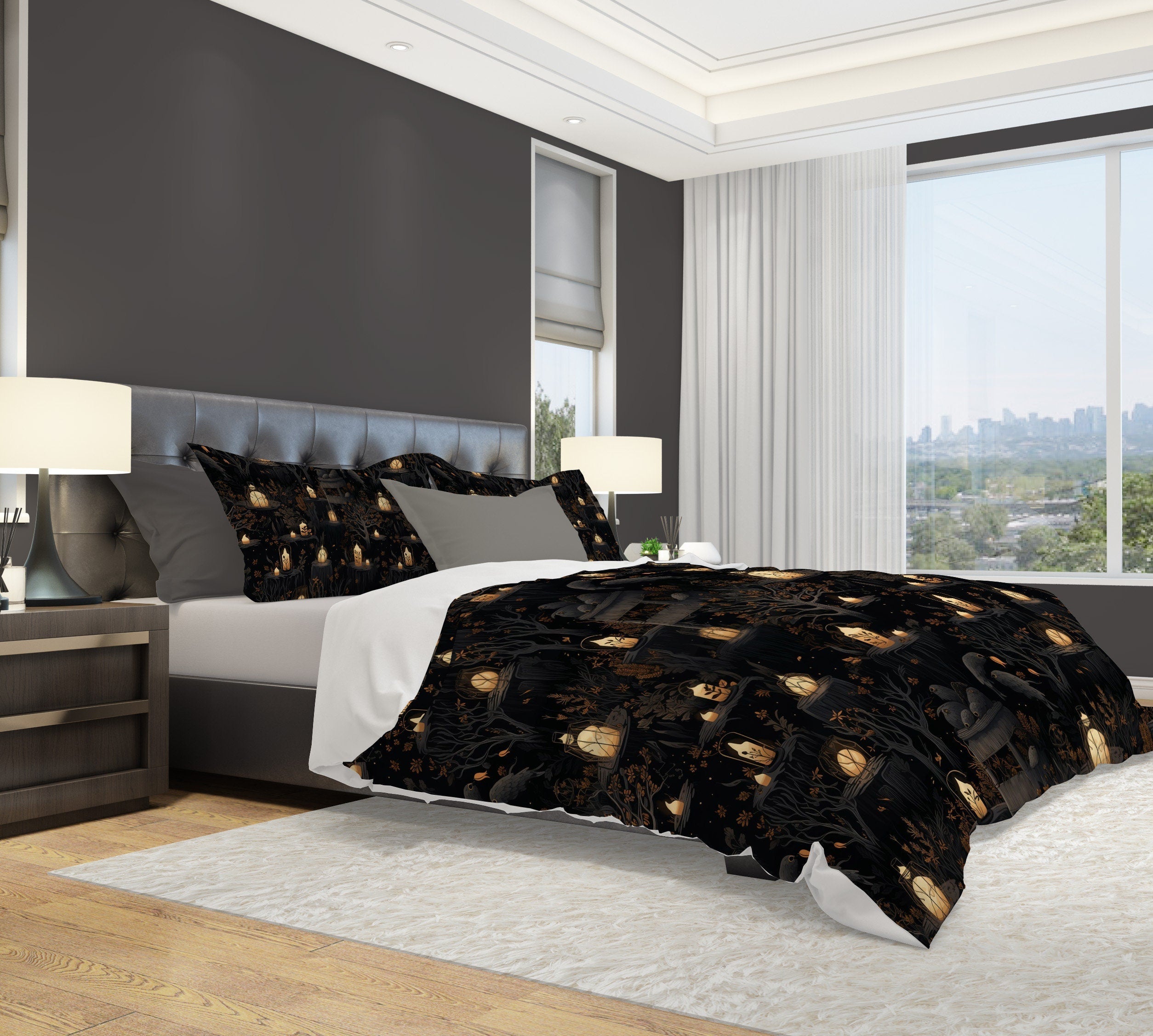 Hippie Art Zone - Ravenous Woods Witchy, Occult Halloween Wiccan Bedding Set For Hippies