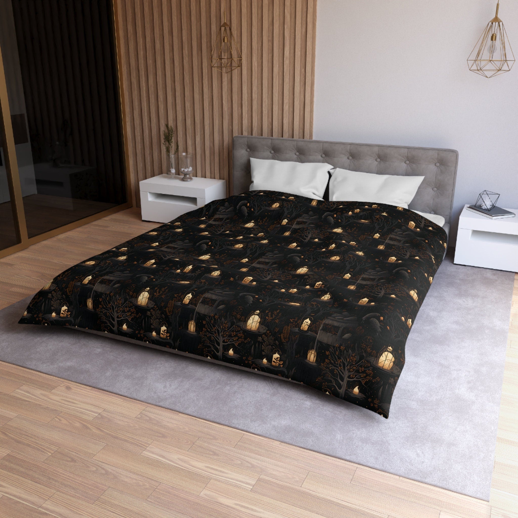 Hippie Art Zone - Ravenous Woods Witchy, Occult Halloween Wiccan Bedding Set For Hippies