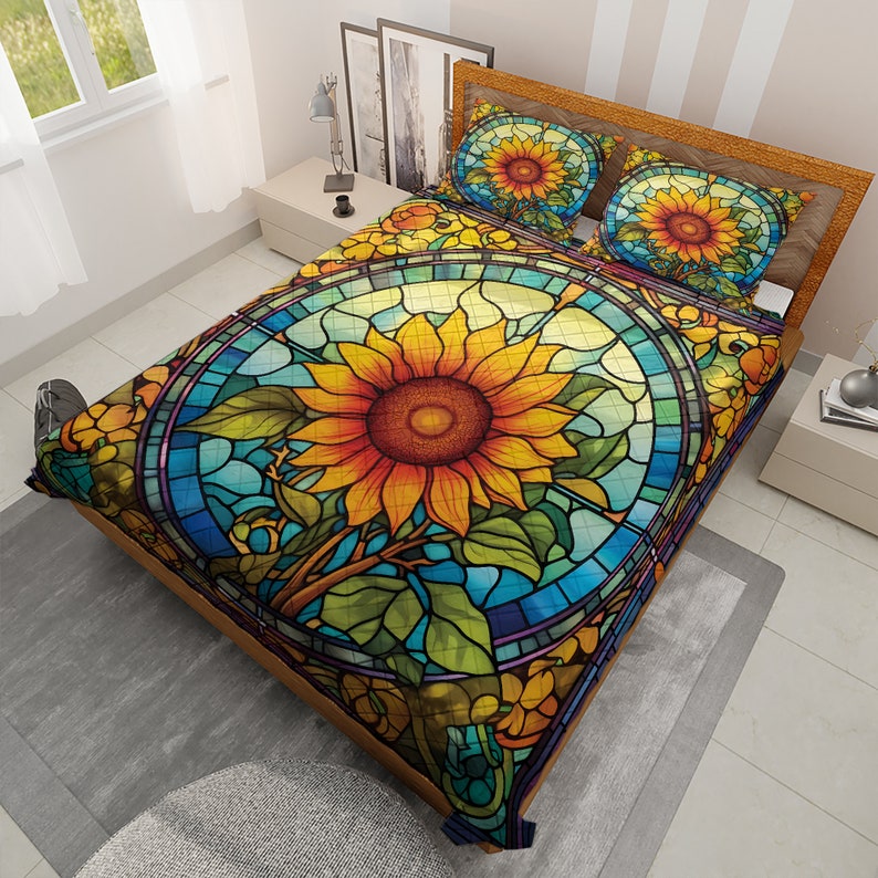 Hippie Art Zone - Retro Colorful Sunflower Bedding Set For Hippie