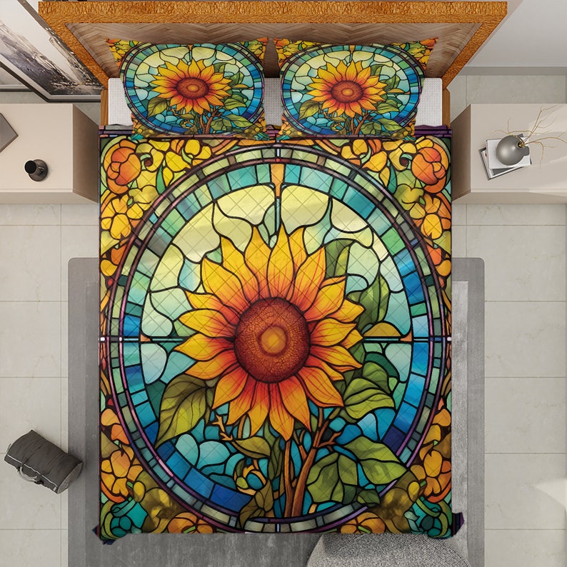 Hippie Art Zone - Retro Colorful Sunflower Bedding Set For Hippie