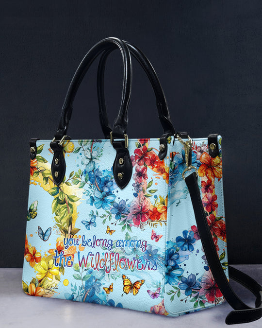 hippieartzone Bag - YOU BELONG AMONG THE WILDFLOWERS LEATHER HANDBAG