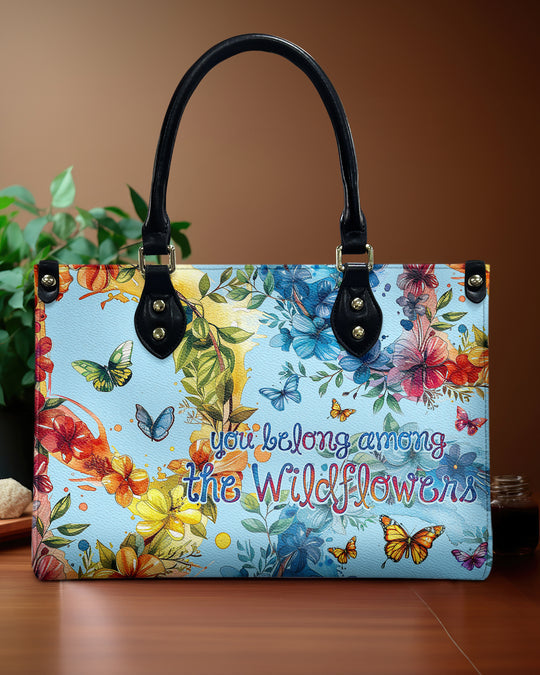 hippieartzone Bag - YOU BELONG AMONG THE WILDFLOWERS LEATHER HANDBAG